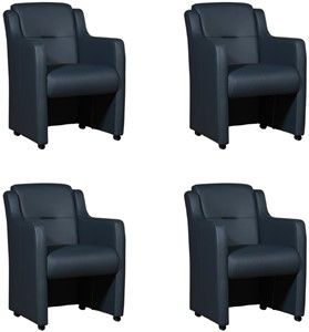 Set van 4 Blauwe leren landelijke eetkamerfauteuils Mass - Toledo Leer Marine (blauw leer)