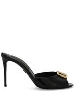 Dolce & Gabbana mules en cuir verni à logo DG - Noir