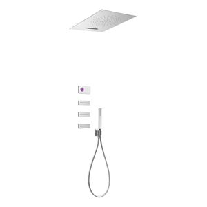 Regendouche set electronisch Tres Shower technology | Inbouw | Thermostaatkraan | 4-weg | Vierkant | Chroom