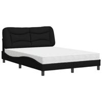 vidaXL Bed met matras stof zwart 140x190 cm, bed, bed ombouw, stoffen bed, bedbodem, 2-persoons bed, gewelfd bedframe, gewelfd stoffen bedframe