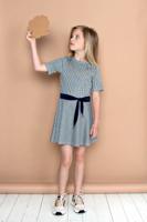 NoNo Meisjes jurk - Mey - Marine blauw