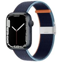 By Qubix - Nylon bandje met klemsluiting - Navy - Compatible met Apple Watch 44mm / 45mm / 46mm / 49mm - Compatible Apple watch bandjes