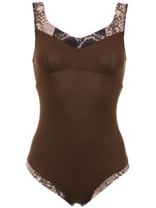 Amir Slama panelled swimsuit - Marron