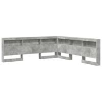 vidaXL Boekenkast Hoofdbord Betonnen Grijs Engineered Wood 180 x 200 cm L-vormig ontwerp met veel opbergruimte. Minimalistische stijl voor kleine slaapkamers. Veelzijdig vrijstaand plankbed.