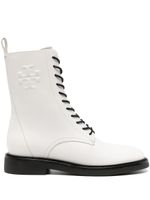 Tory Burch bottines à plaque logo - Blanc