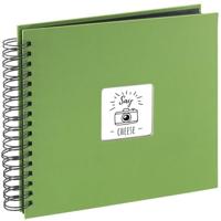 Hama Fotoalbum 28 x 24 cm (spiraalalbum met 50 zwarte pagina's, fotoboek met pergamijn-scheidingsbladen, album om in te plakken en zelf vorm te geven), groen