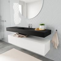 Zaro ALAN vrijhangende wastafel 150cm met wasbak Enkel midden en onderkast in kleur Wit mat 1 lade(s)