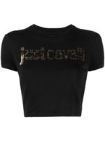 Just Cavalli t-shirt crop à logo imprimé - Noir