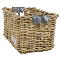 Rieten Fietsmand L Super White Plaid naturel