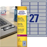 Etiket Avery L6011-20 63.5x29.6mm zilver 540stuk - thumbnail