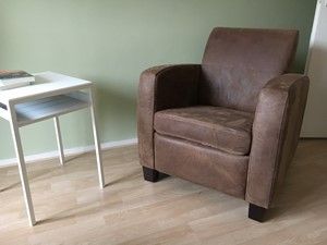 Leren fauteuil met houten poten - bruin leer - Echt leer, Landelijk, ontdek de vele Leersoorten en Kleuren bij ShopX