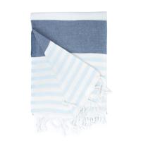 The One Towelling Hamamdoek Marine - 100 x 180 cm - Navy/Licht Blauw