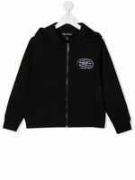 Emporio Armani Kids hoodie zippé à patch logo - Noir - thumbnail