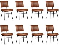 Set van 8 Cognac leren industriële design eetkamerstoelen Solid - Granada leer Savannah (cognac leer) - thumbnail