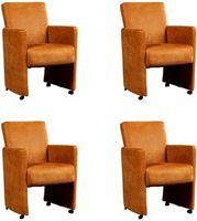 Set van 4 Cognac leren moderne eetkamerfauteuils Elegant - Kenia Leer Cognac (cognac leer) - thumbnail