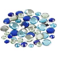 360x Hobby materiaal ronde glitter steentjes blauw mix   - - thumbnail