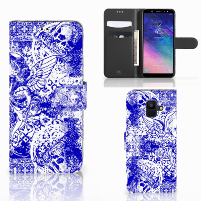 Telefoonhoesje met Naam Samsung Galaxy A6 2018 Angel Skull Blauw