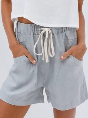 Plain Pocket Plus Size Casual Shorts