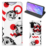 Mobiel BookCase Samsung Galaxy S20 Skull Red