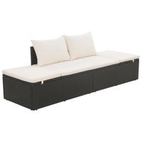 Tuinbed 195x60 cm poly rattan zwart - thumbnail