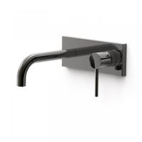 Wastafelmengkraan Inbouw Tres Study Exclusive met Afdekplaat Gebogen Uitloop 18 cm en Hendel Metallic Zwart Tres