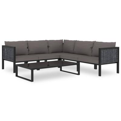 vidaXL 6-delige Loungeset met kussens poly rattan antraciet vidaXL 6-delige Loungeset met kussens poly rattan antraciet