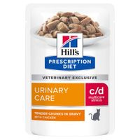 Hill&apos;s C/D Multicare Stress Urinary kattenvoer nat met Kip 12x85g maaltijdzakje multipack - thumbnail