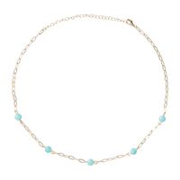 Ketting turquoise - turquoise/goud - ø38x8 cm