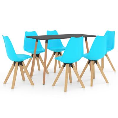 vidaXL 7-delige Eethoek blauw