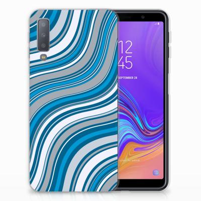 Samsung Galaxy A7 (2018) TPU bumper Waves Blue Samsung Galaxy A7 (2018) TPU bumper Waves Blue