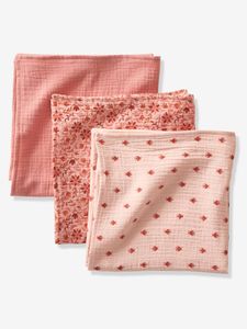 Set van 3 doeken van katoengaas HAPPY BOHÈME Oeko-Tex® roze