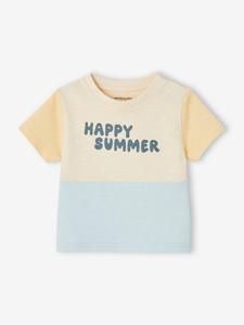 Colourblock babyshirt 'Happy summer' hemelsblauw