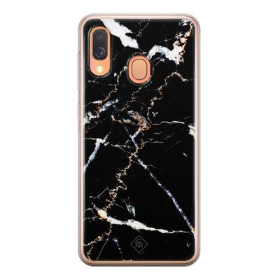 Samsung Galaxy A40 siliconen hoesje - Marmer zwart Samsung Galaxy A40 siliconen hoesje - Marmer zwart