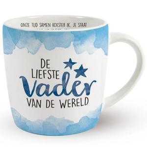 Miko Cadeau koffie/thee mok vader - wit/blauw - lieve papa - porselein - Vaderdag