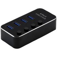 ROLINE USB 3.2 Gen 1 notebook hub, 4 poorten, individueel schakelbaar, zwart