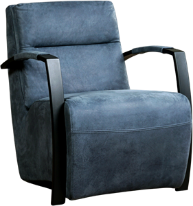 Blauwe leren industriële stalen fauteuil Arrival - Kenia Leer Denim (blauw leer)