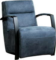 Blauwe leren industriële stalen fauteuil Arrival - Kenia Leer Denim (blauw leer) - thumbnail