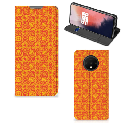 OnePlus 7T Hoesje met Magneet Batik Oranje