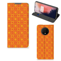 OnePlus 7T Hoesje met Magneet Batik Oranje