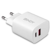 LINDY 20W USB Typ A & C Charger USB-oplader 20 W Binnen Aantal uitgangen: 2 x USB-A, USB-C