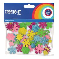 Haza Witbaard Foamstickers Bloemen Glitter, 25st. - thumbnail