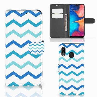 Samsung Galaxy A30 Telefoon Hoesje Zigzag Blauw Samsung Galaxy A30 Telefoon Hoesje Zigzag Blauw