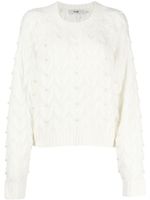 b+ab pull en maille torsadée à ornements - Blanc