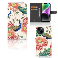 Telefoonhoesje met Pasjes voor iPhone 15 Pink Peacock