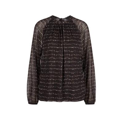 s.Oliver BLACK LABEL semi-transparante top met all over print en plooien zwart s.Oliver BLACK LABEL semi-transparante top met all over print en plooien zwart