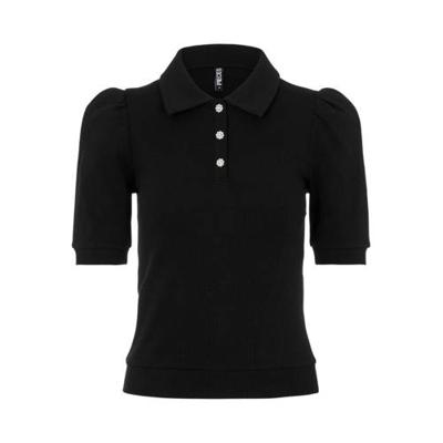 PIECES top met biologisch katoen zwart