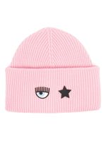 Chiara Ferragni logo-patch ribbed beanie - Rose