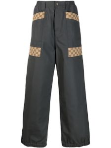 Gucci monogram-print loose fit trousers - Gris