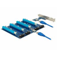 Riser Card PCI Express x1 > 4 x PCIe x16 met USB-kabel Riser card - thumbnail