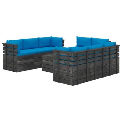 vidaXL 9-delige Loungeset met kussens pallet massief grenenhout vidaXL 9-delige Loungeset met kussens pallet massief grenenhout